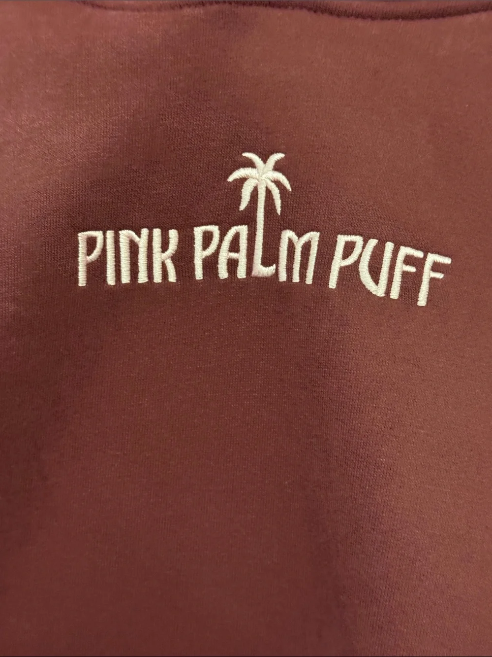 Pink Palm Puff Women's Maroon Hoodie - Picture 7 of 12